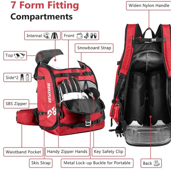 60L Waterproof Ski Boot & Helmet Backpack – Heavy-Duty, Multi-Compartment Gear B main image 9